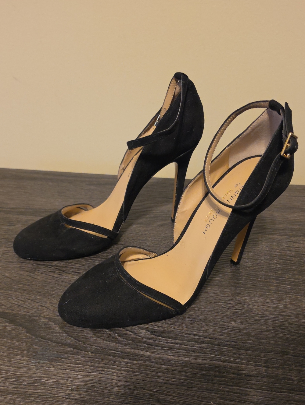 Julianne Hough For Sole Society Black Suede Pointed Ankle-Strap Pumps